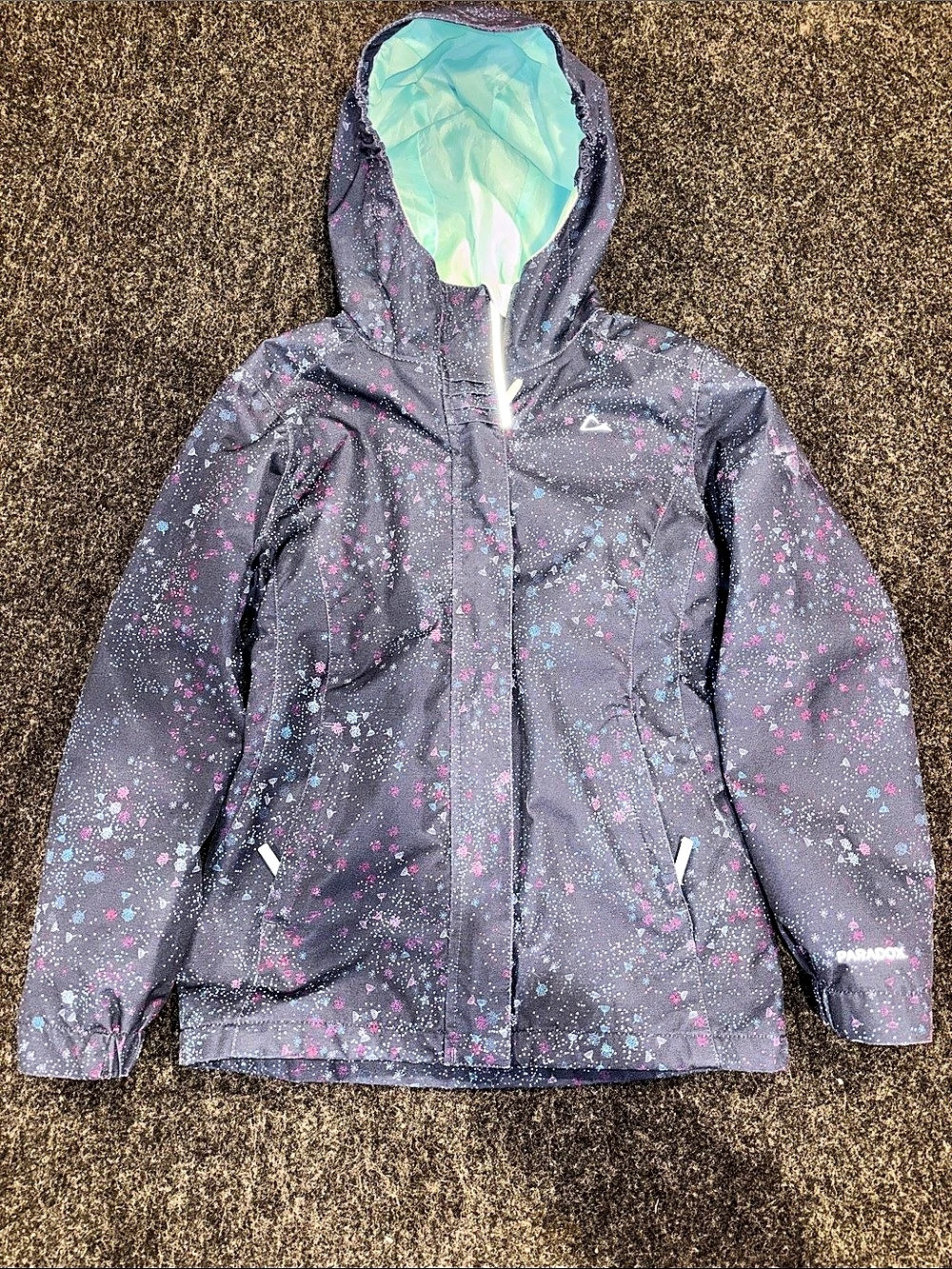 Paradox Girls Navy Blue  M (7/8) Patterned Rain Jacket